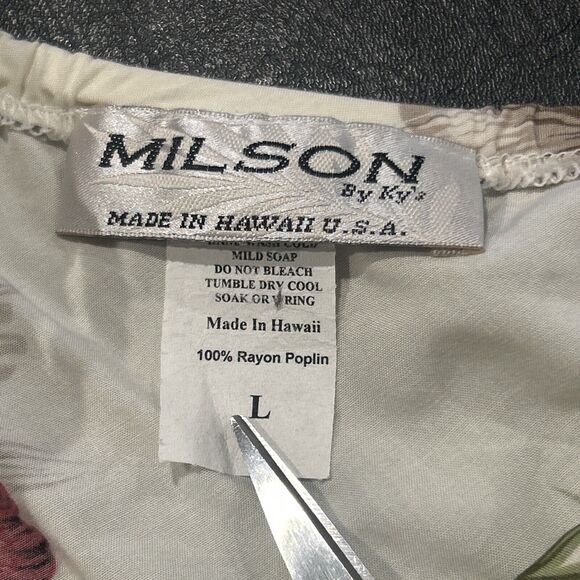 Milson Kys Hawaiian Dress Womens Large Cream Floral Halter Neck Midi Ruffle USA - Picture 3 of 6